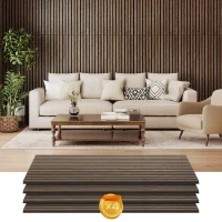 HOMCOM 47" x 24" Wood Panels for Wall, 4 Pack Acoustic Panels, Sound Absorbing Slat Wall for Wall Decor, Home, Walnut(m-11)