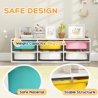 Qaba Kids Toy Storage Organizer with 6 Removable Plastic Bins for Toddlers, Toy Box for Bedroom, Nursery, Playroom(m-7)