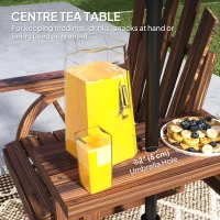 Outsunny Wooden Outdoor Loveseat, Wagon Wheel Outdoor Bench with Table, Carbonized(m-5)