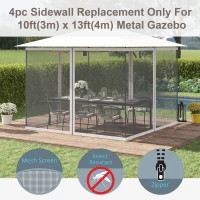 Outsunny Replacement Mosquito Netting for Gazebo 10' x 13' Black Screen Walls for Canopy with Zippers(m-4)