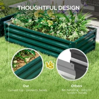 Outsunny 4' x 2' x 1' Raised Garden Bed, Set of 2 Galvanized Planter Box for Vegetables, Flowers, Herbs, Green(m-7)