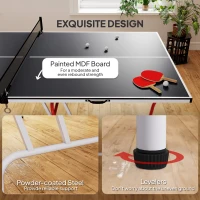 Soozier 9' x 5' Full Size Table Tennis Table, Folding Ping Pong Table with Paddles and Balls, Dark Grey(m-6)