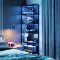 HOMCOM 5-Tier Bookshelf, Freestanding Bookcase with LED Lights and Metal Frame for Living Room, Bedroom, Home Office, Black(m-9)