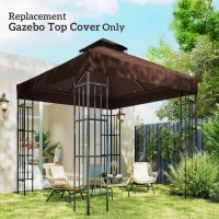 Outsunny 10' x 10' Gazebo Canopy Replacement Cover, 2-Tier Garden Gazebo Roof Replacement, UPF30+, TOP COVER ONLY, Coffee(m-7)