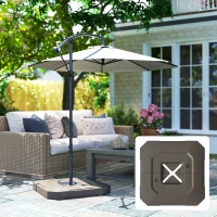 Outsunny 2-Piece Cantilever Umbrella Base Weight Set, 231 lb Water or Sand Fillable Outdoor Offset Umbrella Weights, Brown(m-9)