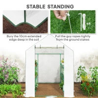 Outsunny Walk-in Greenhouse with 3 Tier, Garden Plant Growhouse with Roll-up Door and Mesh Windows, 140 x 213 x 190 cm, White(m-7)