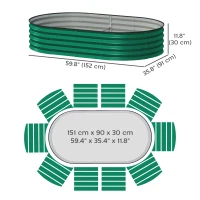 Outsunny 5' x 3' x 1' Large Outdoor Planter Box, Galvanized Raised Garden Bed with Metal Plant Stake, Green(m-3)