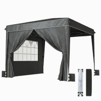 Outsunny 10 x 10 ft Pop Up Canopy Tent with Sidewalls, UPF50+ Outdoor Portable Instant Canopy Shelter with Carry Bag, Black(m-11)