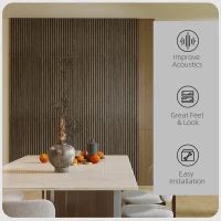 HOMCOM 47" x 24" Wood Panels for Wall, 4 Pack Acoustic Panels, Sound Absorbing Slat Wall for Wall Decor, Home, Walnut(m-4)