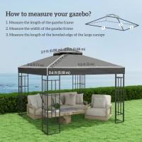 Outsunny 10' x 10' Gazebo Canopy Replacement Cover, 2-Tier Garden Gazebo Roof Replacement, UPF30+, TOP COVER ONLY, Dark Grey(m-3)