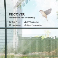 Outsunny Polytunnel Greenhouse with Roll-up Door and Mesh Window, Walk-in Grow House Tent with Steel Frame, 3 x 2 x 2 m, Clear(m-4)