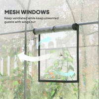 Outsunny Polytunnel Greenhouse with Roll-up Door and Mesh Window, Walk-in Grow House Tent with Steel Frame, 3 x 2 x 2 m, Clear(m-6)