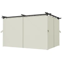 Outsunny 10' x 13' Pergola with Retractable Canopy and Curtains, UPF30+ Sun Shade Shelter for Grill, Garden, Backyard, Deck(m-2)