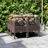 Outsunny Raised Garden Bed with Legs, Self Watering Elevated Planter Boxes with Drainage Holes, 63" x 15.7" x 20.3"(m-10)