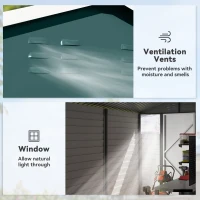 Outsunny 9' x 6' Garden Shed, Outdoor Storage Patio Shed w/ Sloped Roof, Lockable Door for Patio Lawn, Green(m-6)