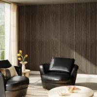 HOMCOM 47" x 24" Wood Panels for Wall, 4 Pack Acoustic Panels, Sound Absorbing Slat Wall for Wall Decor, Home, Walnut(m-10)