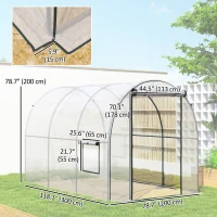 Outsunny Polytunnel Greenhouse with Roll-up Door and Mesh Window, Walk-in Grow House Tent with Steel Frame, 3 x 2 x 2 m, Clear(m-3)