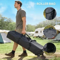 Outsunny 12' x 12' Foldable Pop-up Party Tent Instant Canopy Sun Shade Gazebo Shelter Steel Frame Oxford w/ Roller Bag, Light Grey(m-9)