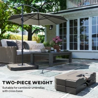 Outsunny 2-Piece Cantilever Umbrella Base Weight Set, 231 lb Water or Sand Fillable Outdoor Offset Umbrella Weights, Brown(m-4)