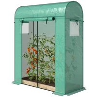 Outsunny Mini Greenhouse, Portable Garden Green House with Roll-up Door and Mesh Windows, 6' x 2' x 6.6', Green(m-2)