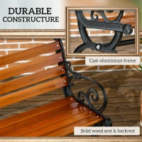 Outsunny 47 Inch Outdoor Garden Bench, Patio Loveseat with Unique Armrests, Slatted Seat Back, 528 lbs. Capacity, Teak Colour(m-5)