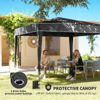 Outsunny 10 x 10 ft Pop Up Canopy Tent with Sidewalls, UPF50+ Outdoor Portable Instant Canopy Shelter with Carry Bag, Black(m-6)