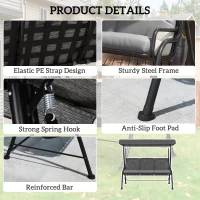 Outsunny 3-Person Patio Swing Chair with Canopy 3 Seater Porch Swing for Garden, Backyard, Poolside, Light Grey(m-7)
