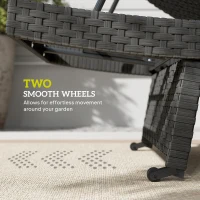 Outsunny Patio Lounger, Folding Wicker Outdoor Chaise Lounge with 4-Level Adjustable Backrest, Black(m-7)