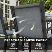 Outsunny 7 Piece Outdoor Dining Set with Rectangular Table and 6 Stackable Chairs, for Backyard, Lawn, Deck, Balcony, Pool Side(m-6)