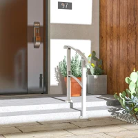 Outsunny 1-3 Step Handrails for Outdoor Steps, Porch Deck Railing, Metal Outdoor Stair Railing with Installation Kit, White(m-9)