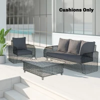 Outsunny Outdoor Chair Cushions Set of 4, Fade Resistant Patio Chair Cushions for Outdoor Furniture, 24" x 24", Grey(m-1)