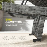 Outsunny Patio Lounger, Folding Wicker Outdoor Chaise Lounge with 4-Level Adjustable Backrest, Grey(m-7)