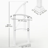Outsunny 1-3 Step Handrails for Outdoor Steps, Porch Deck Railing, Metal Outdoor Stair Railing with Installation Kit, White(m-3)
