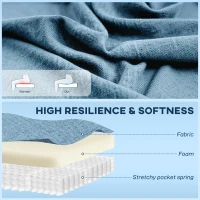 HOMCOM Modern 2 Seat Sofa for Bedroom, Upholstered Two Seater Couch with Rubber Wood Legs, Blue(m-5)