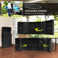 Outsunny Patio Lounger, Folding Wicker Outdoor Chaise Lounge with 4-Level Adjustable Backrest, Black(m-6)