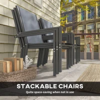 Outsunny 7 Piece Outdoor Dining Set with Rectangular Table and 6 Stackable Chairs, for Backyard, Lawn, Deck, Balcony, Pool Side(m-4)