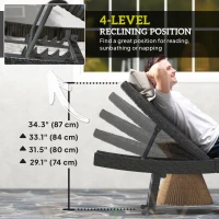 Outsunny Patio Lounger, Folding Wicker Outdoor Chaise Lounge with 4-Level Adjustable Backrest, Black(m-5)