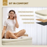 HOMCOM 47 Inches Storage Ottoman Bench, End of Bed Bench, Upholstered Teddy Fleece Storage Chest for Living Room, Beige(m-5)
