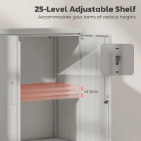 HOMCOM Lateral Filing Cabinet, Metal Storage Cabinet, Garage Cabinet with Double Locks, Adjustable Shelf and File Drawer, White(m-4)