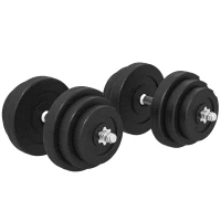 Soozier Adjustable 2 x 44lbs Weight Dumbbell Set for Weight Fitness Training Exercise Fitness Home Gym Equipment, Black (Pair)(m-11)