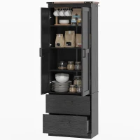 HOMCOM 67" Tall Kitchen Pantry Storage Cabinet, Kitchen Pantry Cabinet with Doors, Drawers and Adjustable Shelves, Black(m-2)