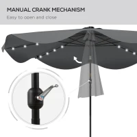 Outsunny Solar Patio Umbrella with LED and Tilt, Outdoor Market Table Umbrella Parasol with Crank, 10 x 10 ft, Dark Grey(m-7)