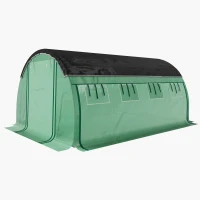 Outsunny Walk-in Tunnel Greenhouse, Plant Hot House with Sunshade Net, Roll-up Mesh Sidewalls, 2 Doors, 10' x 13' x 6.5' , Green(m-2)