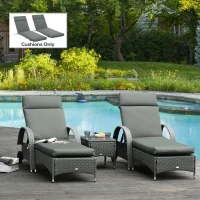 Outsunny Outdoor Lounge Chair Cushion Set of 2, Non-Slip Chaise Lounge Cushions, Sun Lounger Pads, 77.2" x 21.7", Dark Grey(m-8)