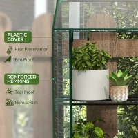 Outsunny Lean-to Greenhouse, Portable Greenhouse with 3 Tier Shelves, 2 Roll-Up Zippered Doors, 56.3" x 18.1" x 59.4", Clear(m-4)