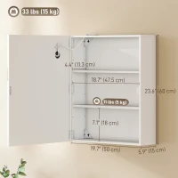 HOMCOM Bathroom Medicine Cabinet with Lights, Wall Mounted Mirror Cabinet with Demister Pad, Adjustable Shelves, White(m-3)