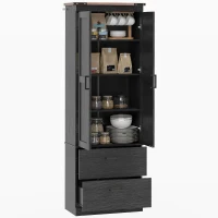 HOMCOM 67" Tall Kitchen Pantry Storage Cabinet, Kitchen Pantry Cabinet with Doors, Drawers and Adjustable Shelves, Black(m-11)