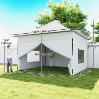 Outsunny 12 x 12 ft Pop Up Canopy Tent with Peak Top, UPF50+ 420D Outdoor Instant Canopy Shelter with Side Pockets, Silver(m-3)