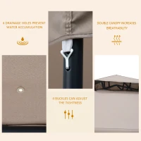 Outsunny 10' x 10' Patio Gazebo Outdoor Pavilion 2 Tire Roof Canopy Shelter Garden Event Party Tent Steel Frame, Brown(m-5)