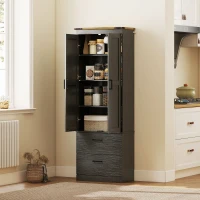 HOMCOM 67" Tall Kitchen Pantry Storage Cabinet, Kitchen Pantry Cabinet with Doors, Drawers and Adjustable Shelves, Black(m-1)